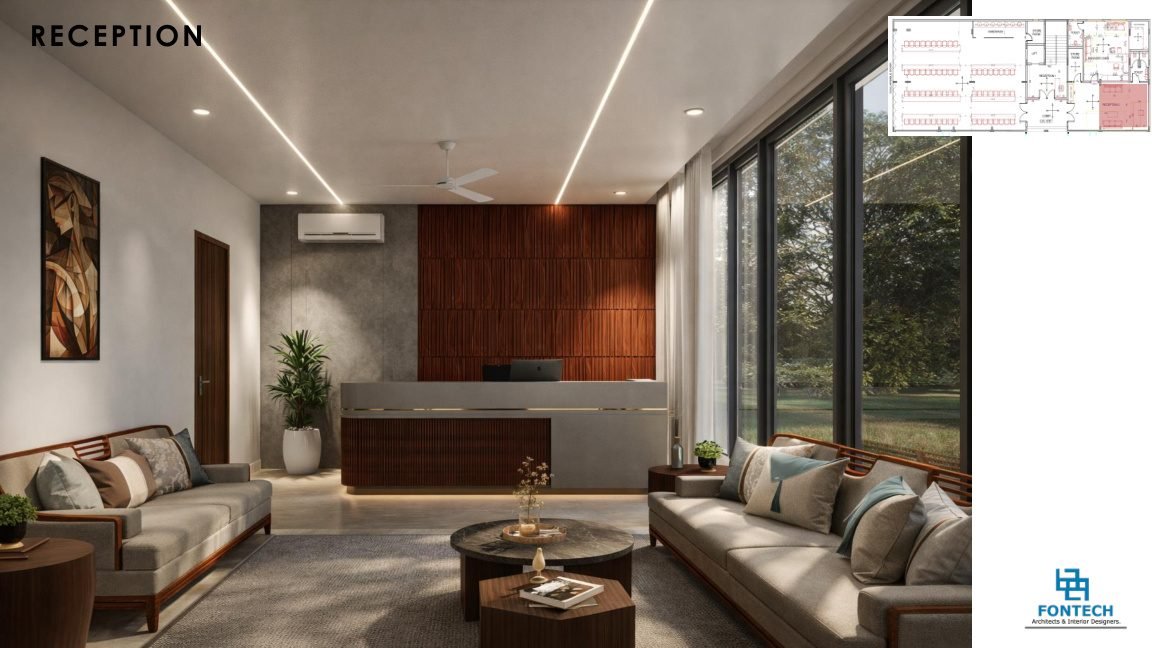 Dining reception lounge with garden view